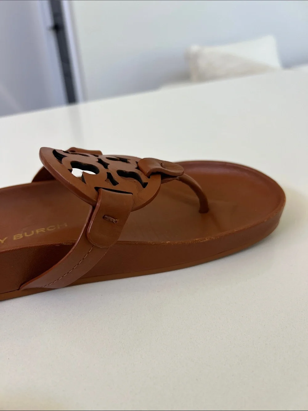 Tory Burch miller cloud nappa leather bourbon miele sandals size 7.5
